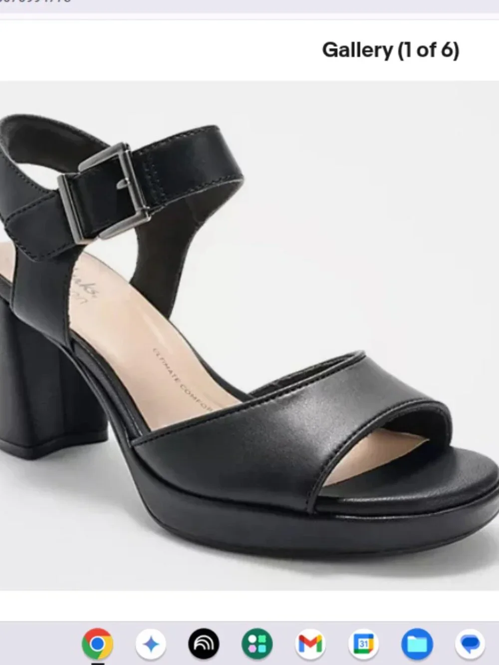 Clarks Collection Leather Heeled Sandals -Ambyrlyn Faye-Black-11M-NEW-A678873